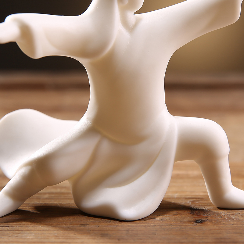 创意陶瓷中式太极古代功夫人物禅意小摆设家居软装桌面装饰工艺品