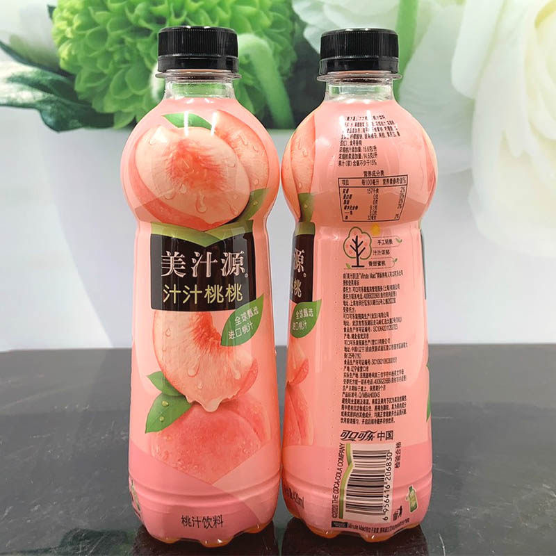 美汁源汁汁桃桃桃汁饮料420ml*6瓶 12瓶整箱混合装