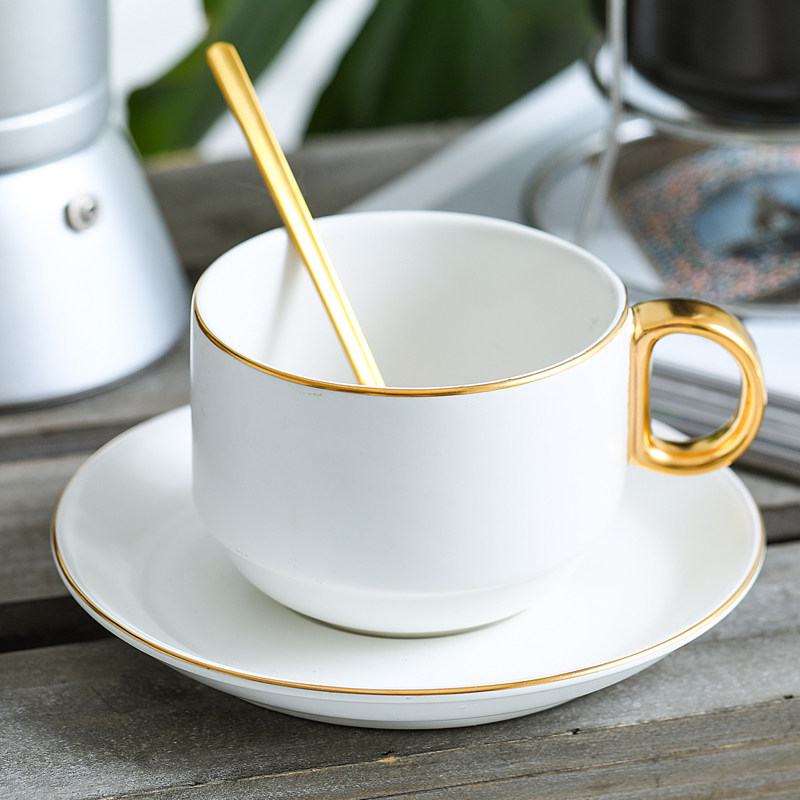 北欧创意ins风咖啡杯碟套装欧式小奢华下午茶杯子精致的陶瓷水杯