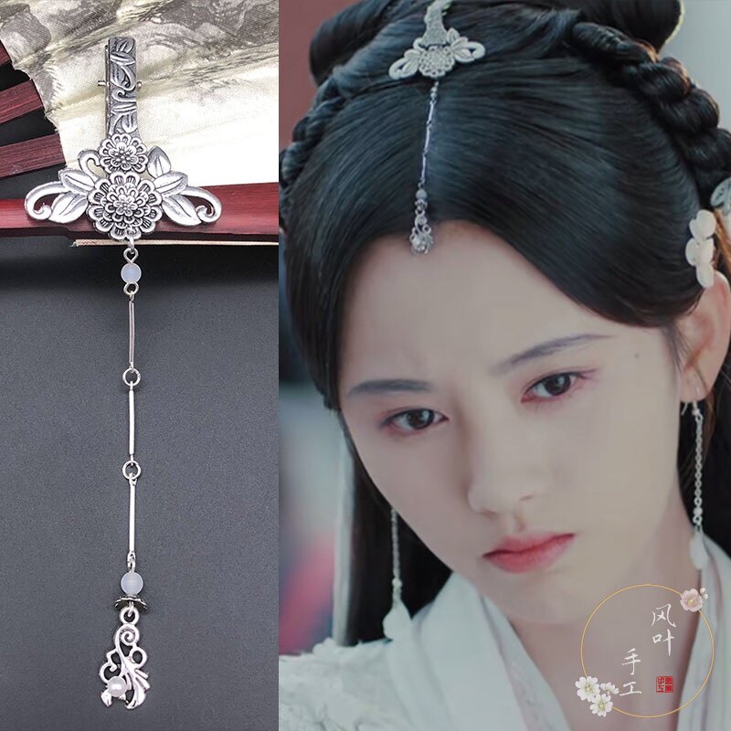 白娘子传奇鞠婧祎白素贞同款耳环头饰飘带古风发饰