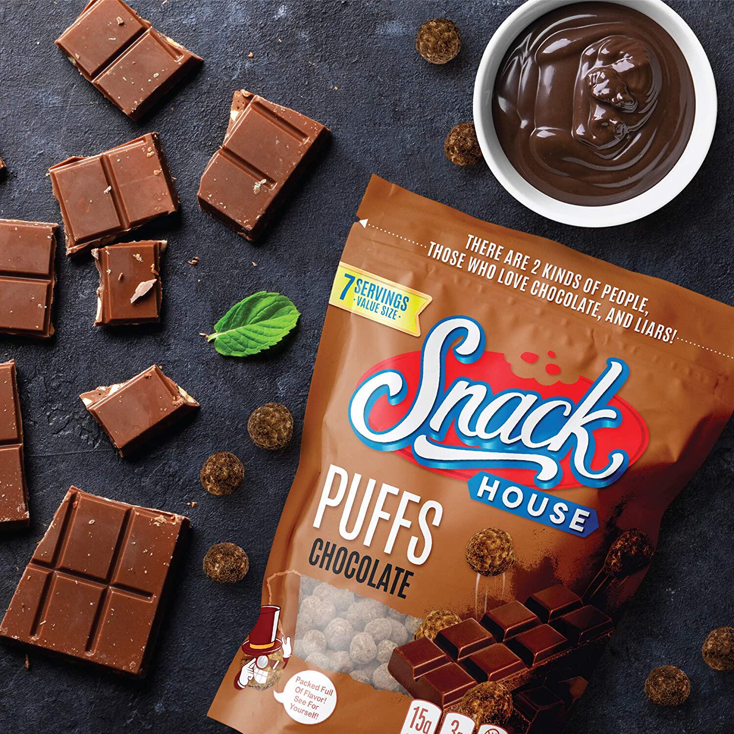 美国直邮snackhousepuffs巧克力泡芙高蛋白碳水无麸酥性饼干