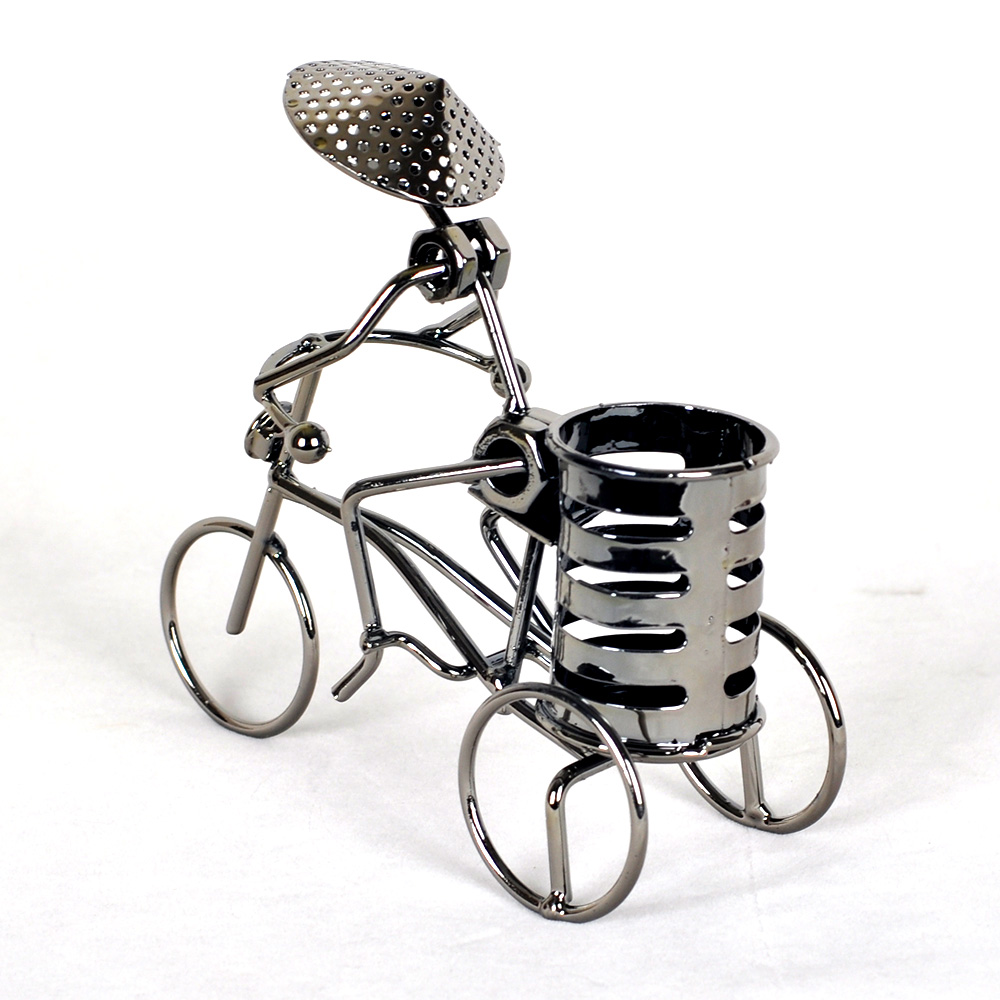 品怡轩摆件铁艺单车笔筒三轮自行车车夫笔筒斗笠笔筒摆饰品推荐