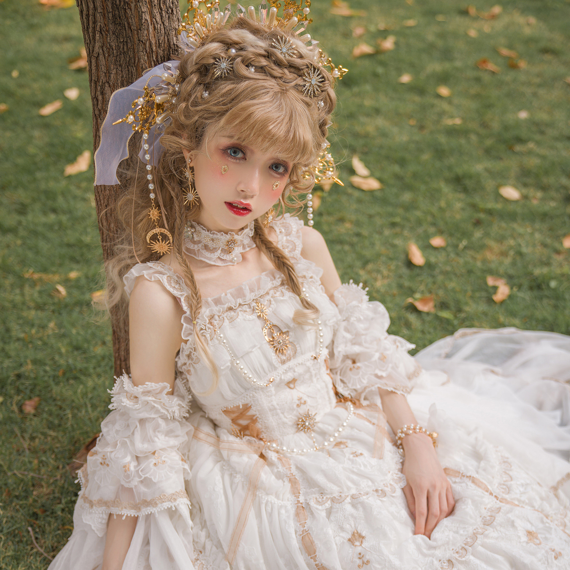 【光耀星辰】春节优惠款预约原创国牌jsk花嫁白金华丽重工洋装裙