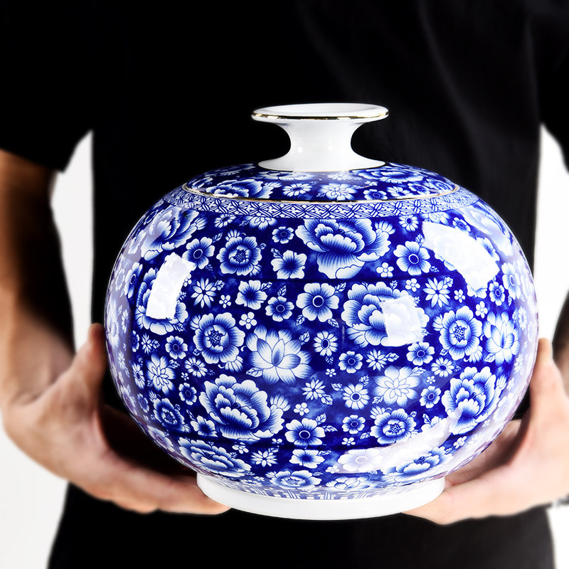 陶瓷茶叶包装密封大号2斤家用防潮青花瓷瓶茶叶罐