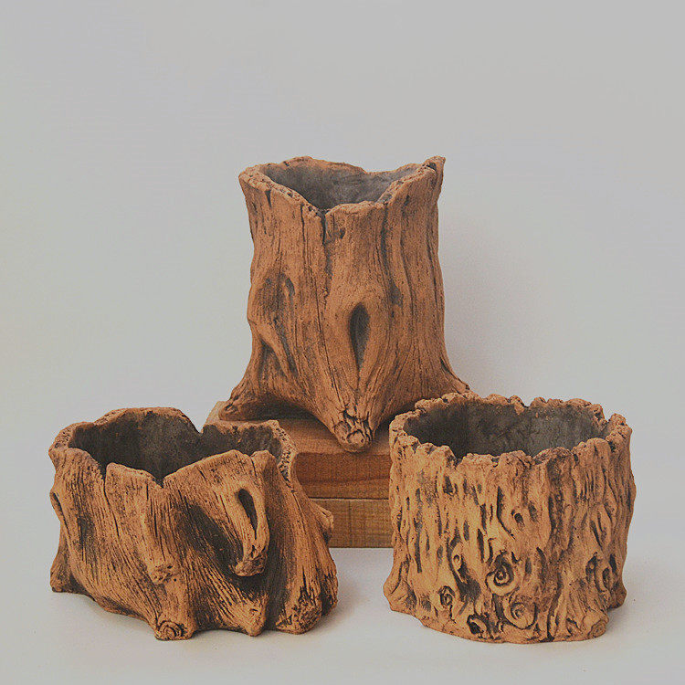 创意个性复古树头木头多肉花盆树根木桩绿植盆栽拼盘居家饰品包邮
