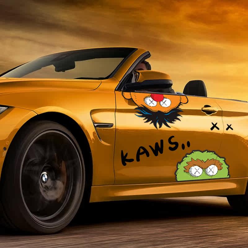 芝麻街卡通车贴汽车拉花车身个性装饰划痕遮挡汽车装饰贴