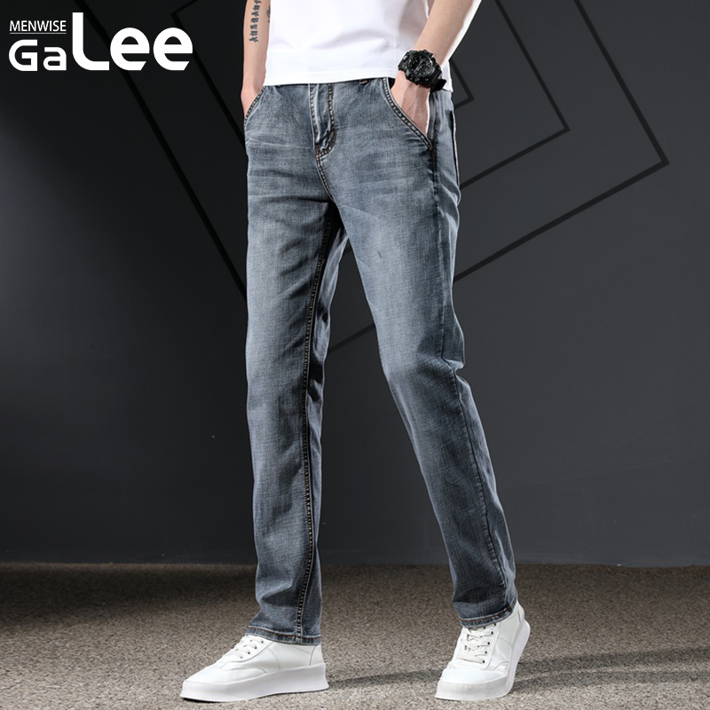 Ga Lee灰色牛仔裤男2021年秋季修身高端潮牌直筒裤春秋休闲男裤子