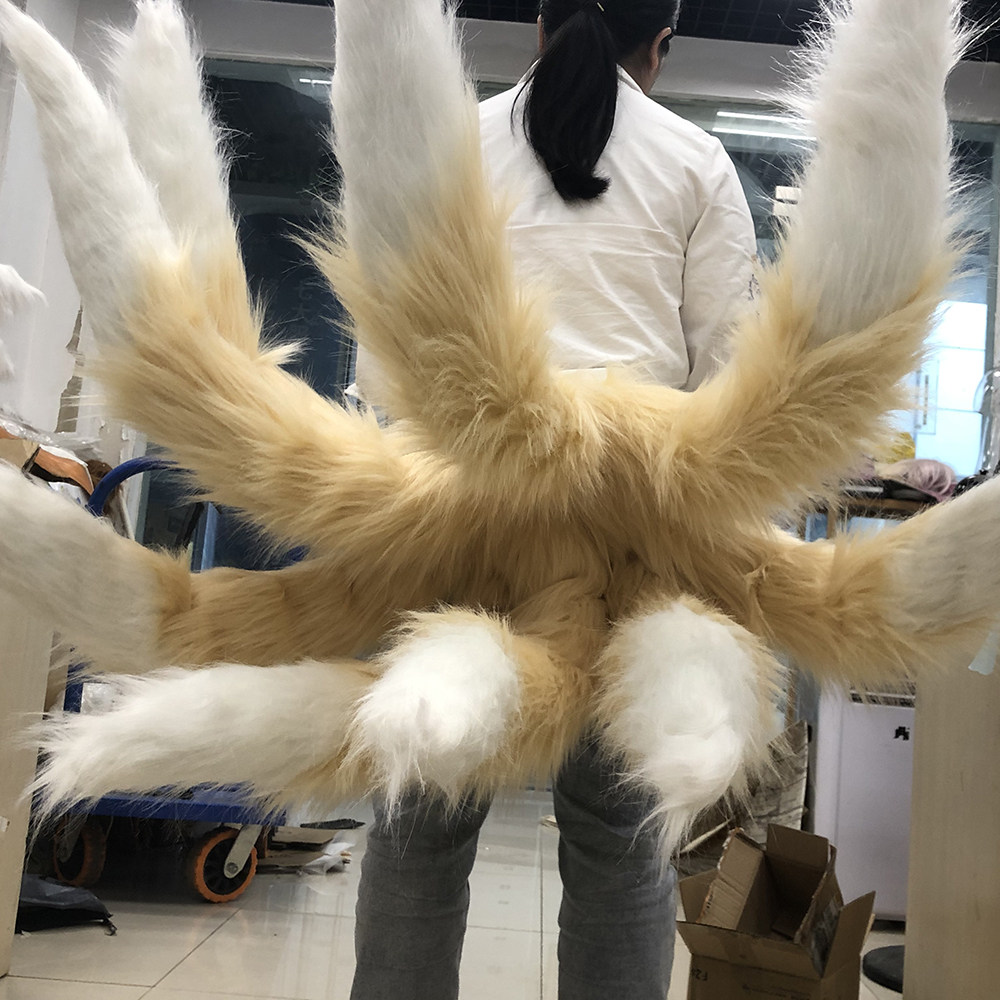 明日方舟铃兰兰九尾巴米色白色双色渐变仿真cosplay配件