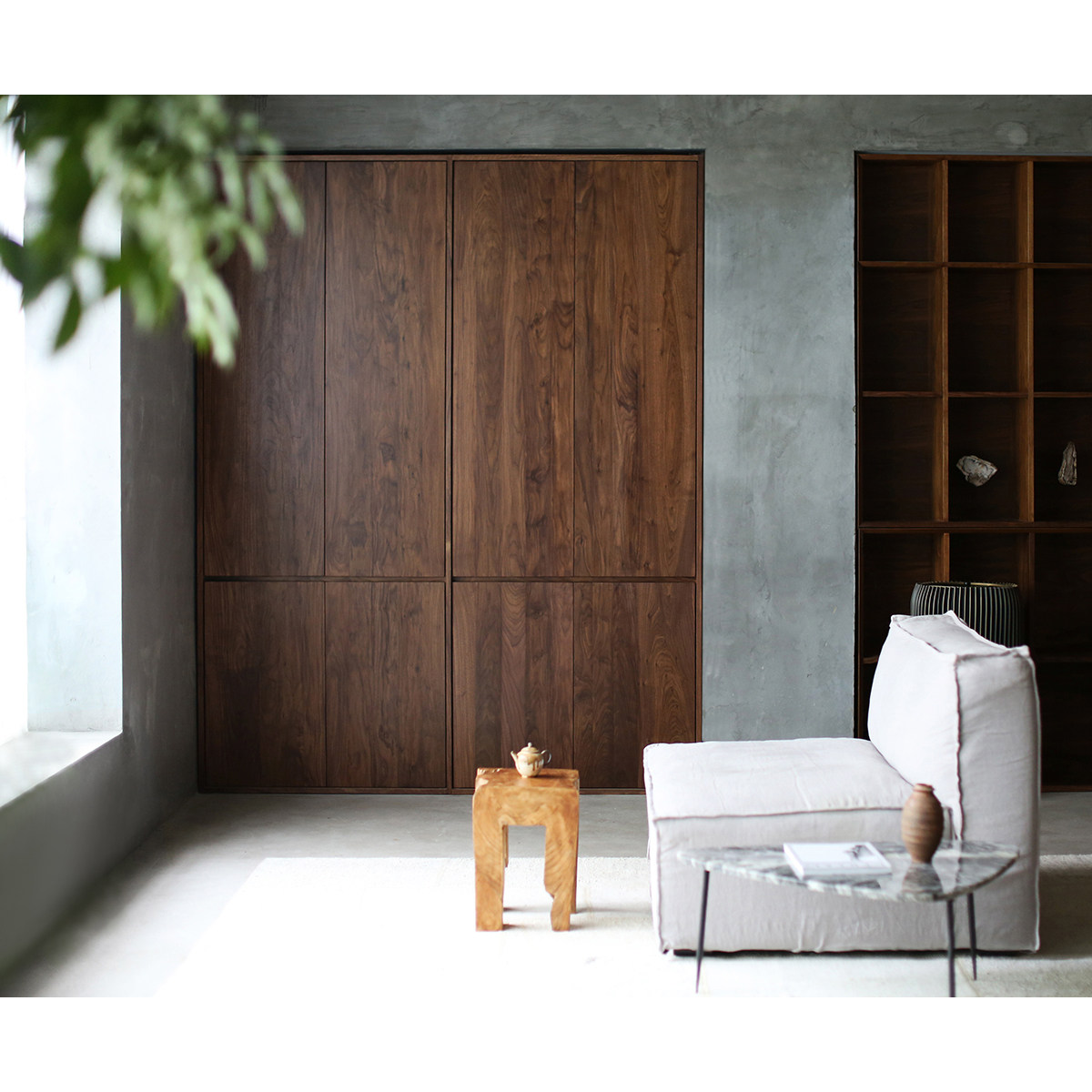 北欧胡桃木实木主卧衣柜全屋定制轻奢极简风格衣橱衣柜