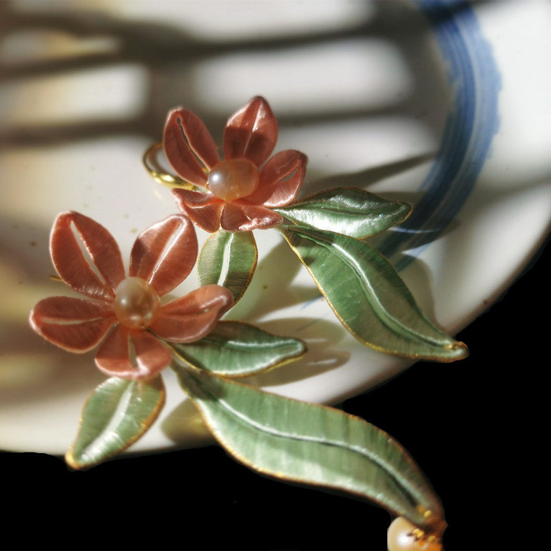 缠花珍珠耳环古风汉服中国国风耳挂现货包邮耳环