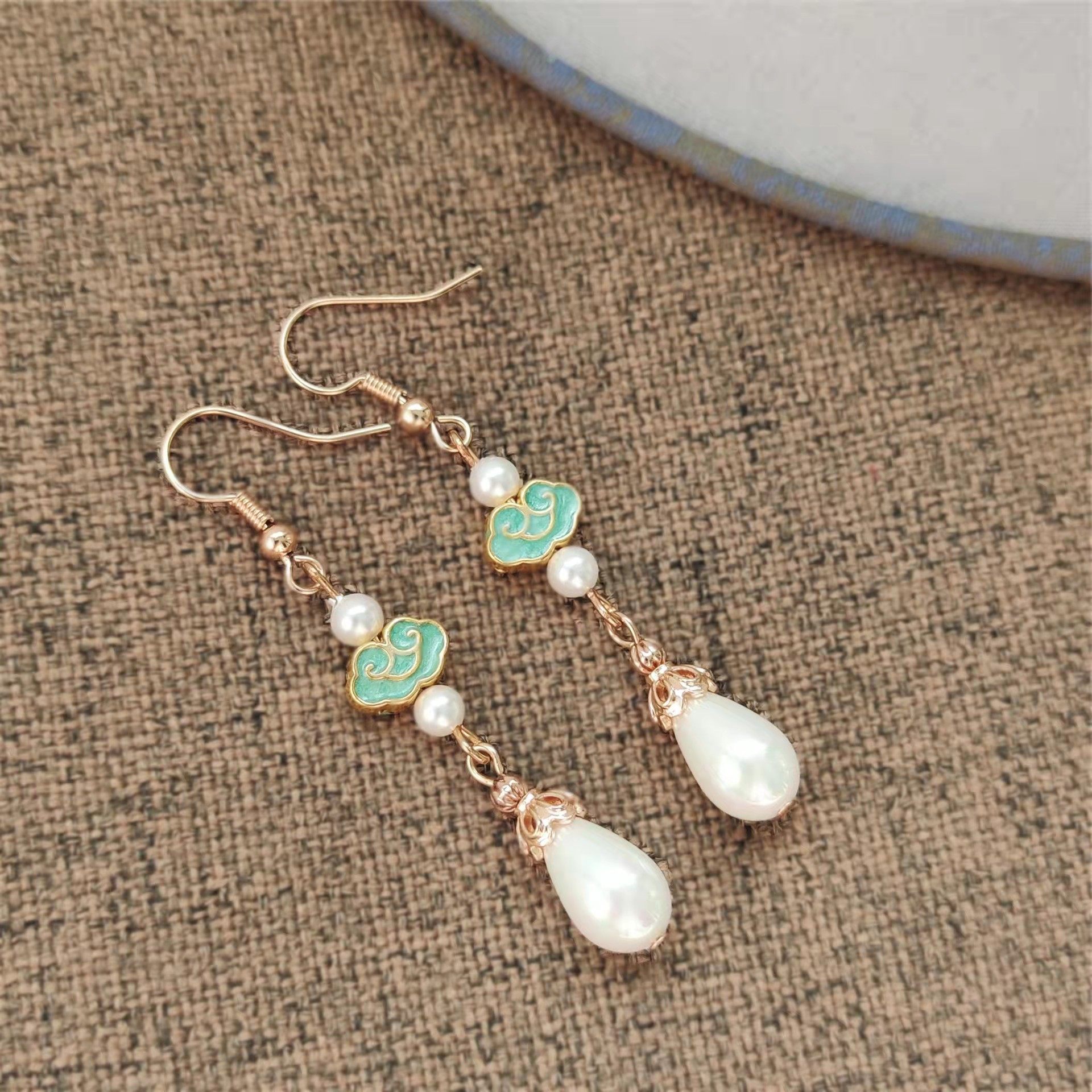 素雅耳环珍珠耳饰古风汉服耳坠原创手工中式耳环