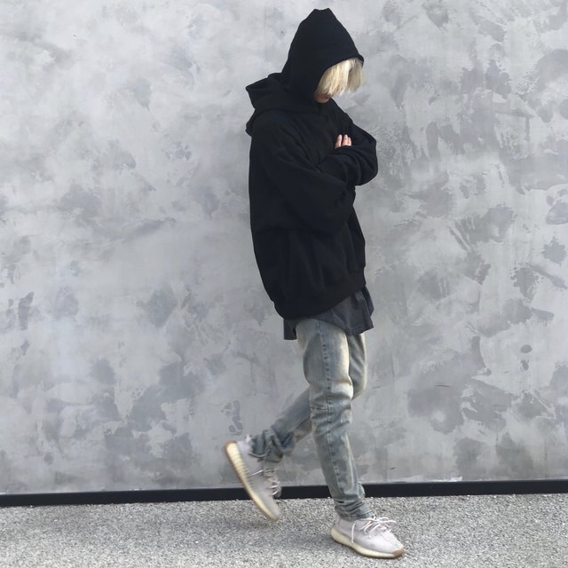 A chock original independent god gray double-hat sweater plus velvet warm loose hooded sweater men and women trend A chock original independent god gray double-hat sweater plus velvet warm loose hooded sweater men and women trend
