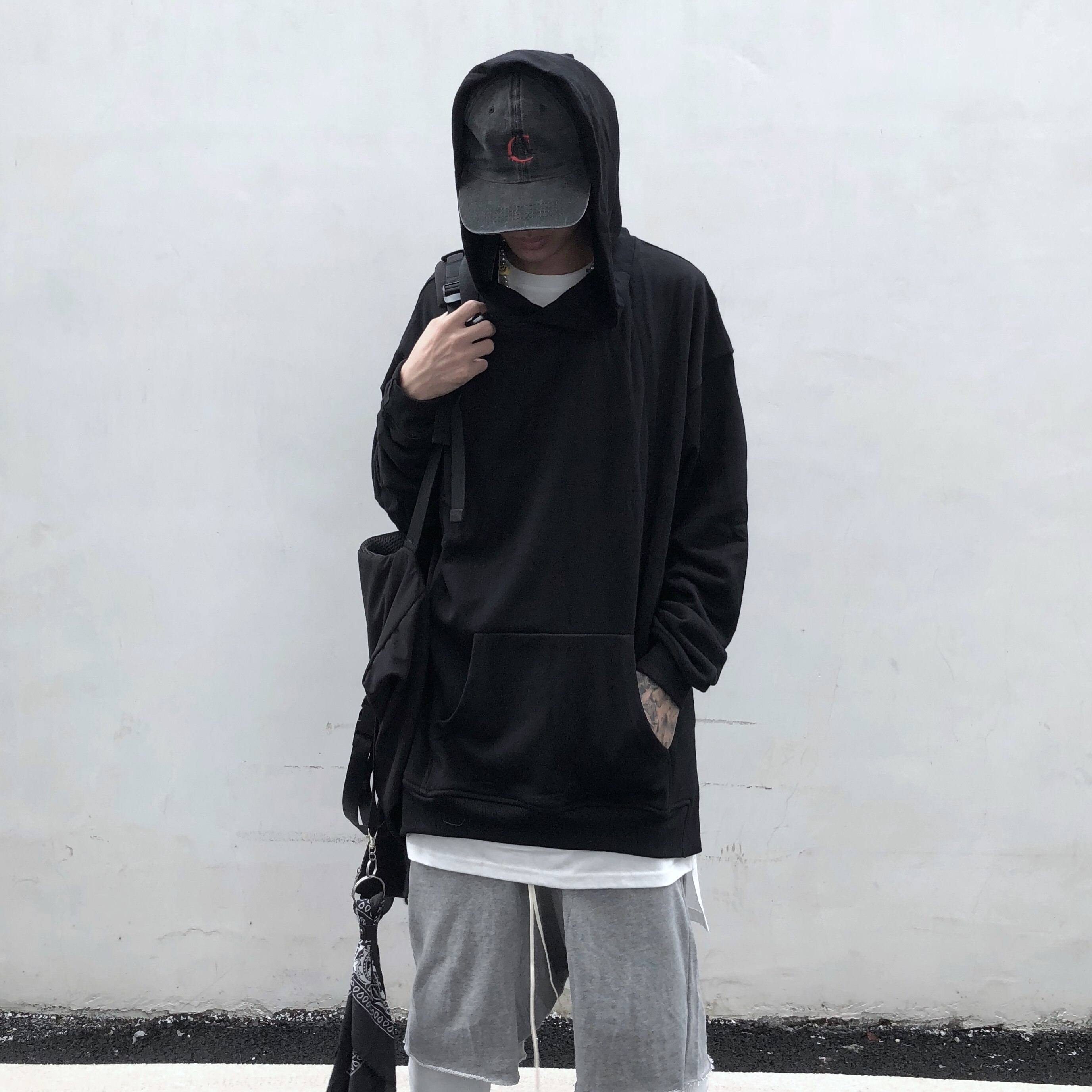 a chock 欧美街头fog第四季主线经典纯色开叉oversize连帽卫衣男