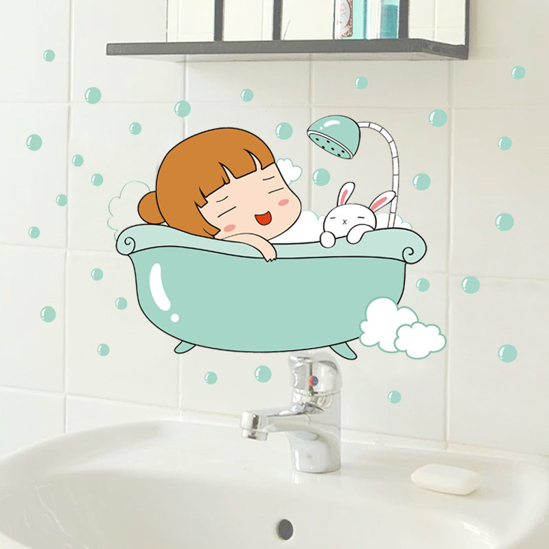 洗澡间防水墙贴厕所海洋卡通墙面装饰壁纸浴室软装墙贴