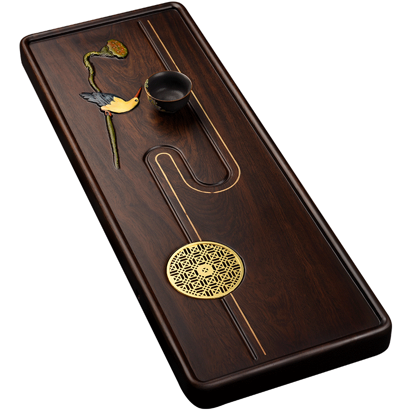 从简整块檀木茶盘实木大号家用茶海简约长方形茶盘