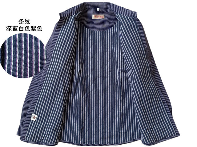 Winter new style quilted thick pure cotton old coarse cloth middle-aged men's long-sleeved cotton shirt wide dad warm shirt Winter new style quilted thick pure cotton old coarse cloth middle-aged men's long-sleeved cotton shirt wide dad warm shirt