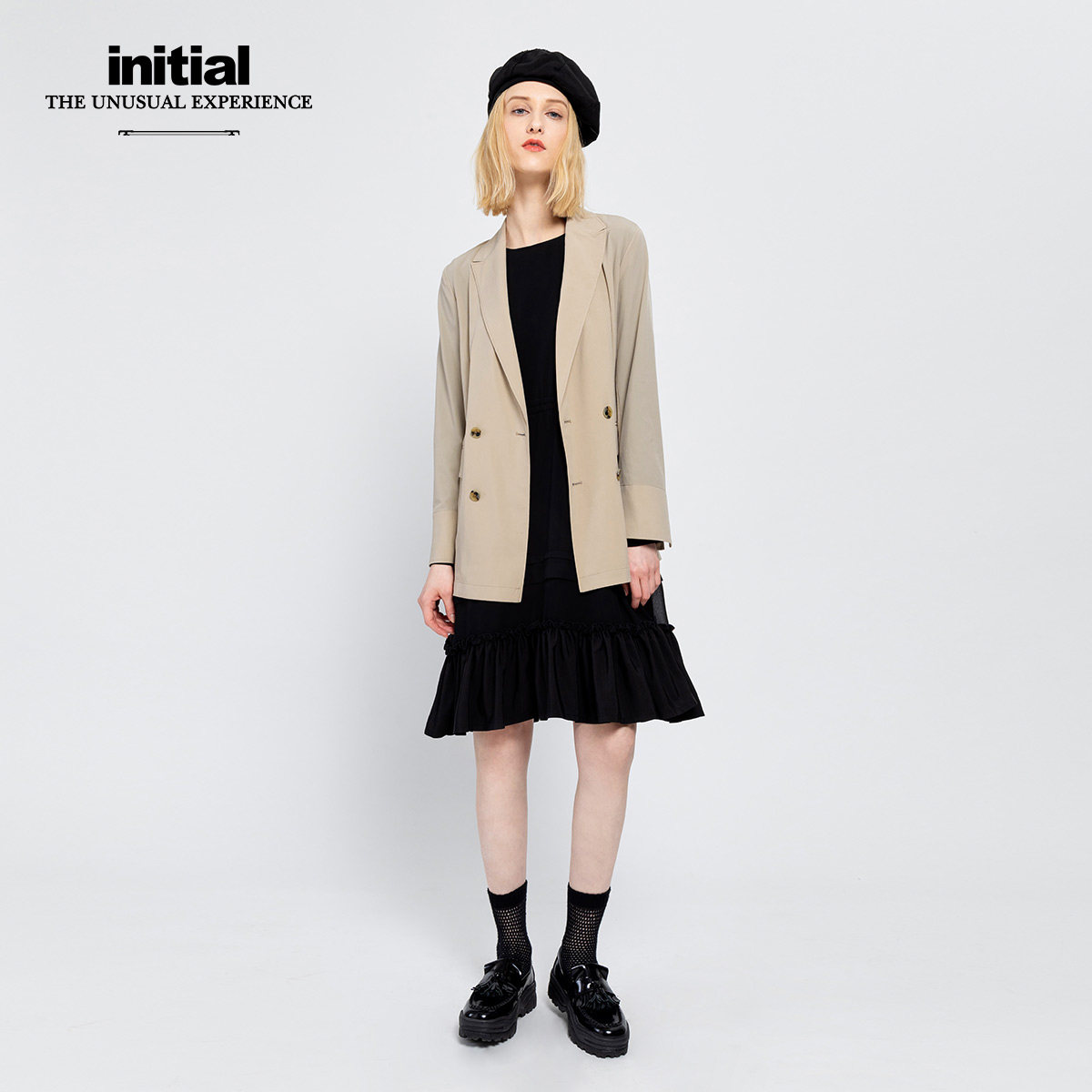 initial2020春夏直身西装中性简约百搭宽松外套女装西装