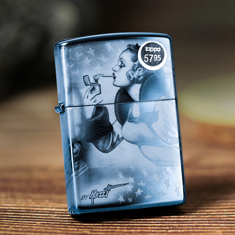 正版zippo防风煤油打火机mazzi风中女郎四面环绕彩冰zippo