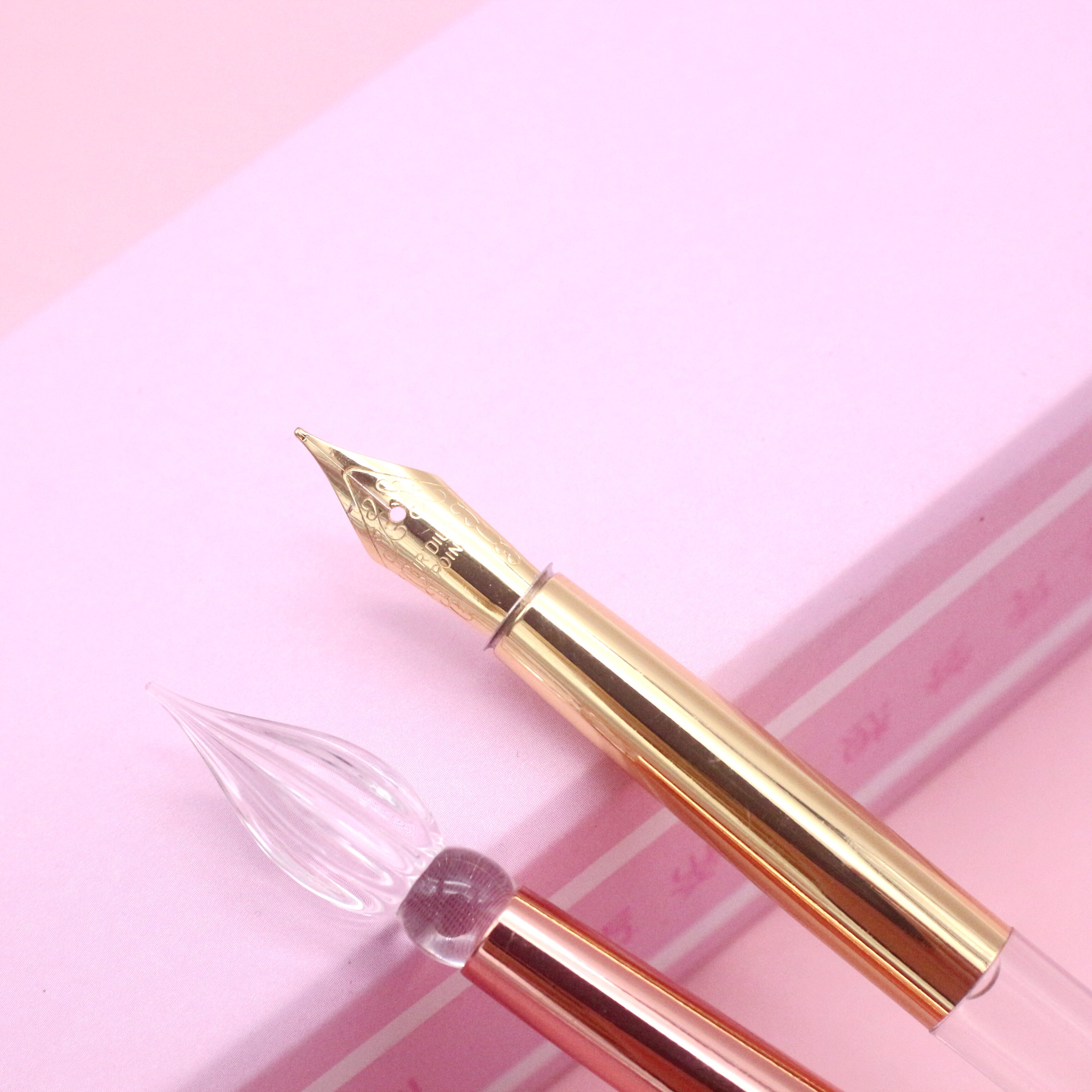 钢笔水晶玻璃蘸水学生金粉墨水礼盒水笔套装钢笔