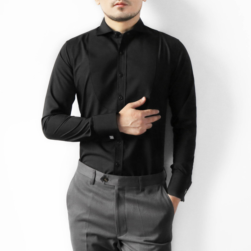 脊椎动物男装法式经典袖扣礼服温莎莎领绅士优雅衬衫