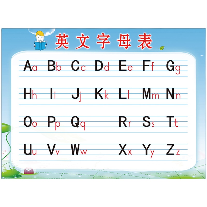 字母表墙贴英文小学26个大小写对照表挂图儿童汉语拼音墙贴