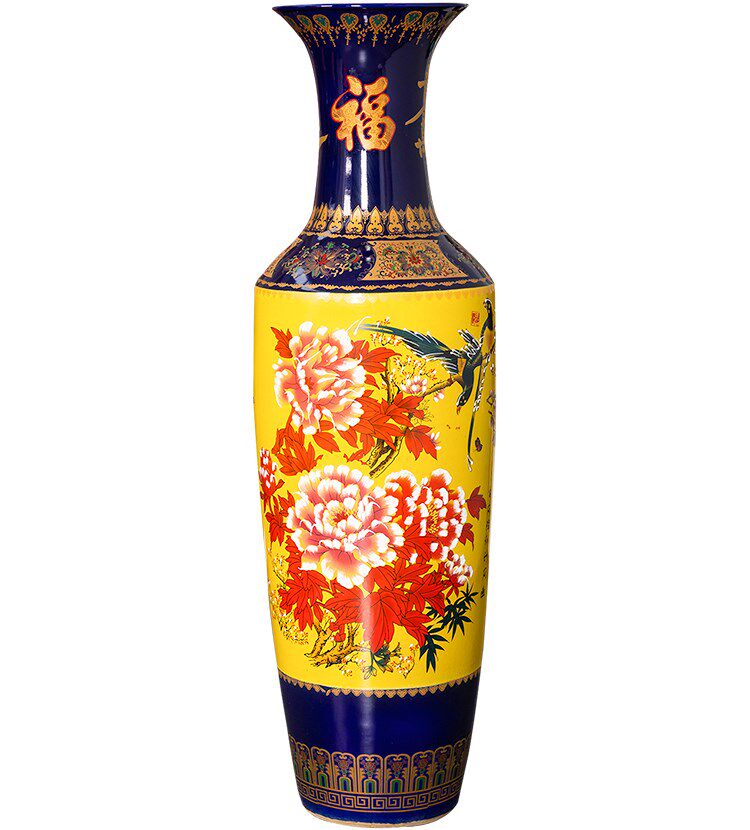 高档景德镇陶瓷景泰蓝大花瓶摆件插花中式客厅落地装饰品花瓶