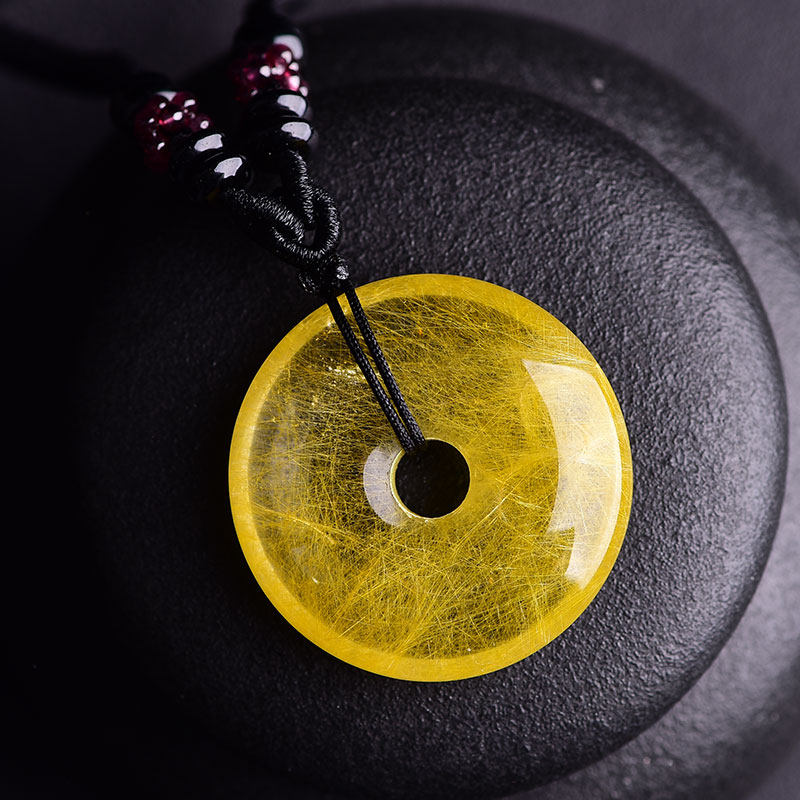 金发平安扣吊坠项链晶发男女转运饰品水晶个性项坠