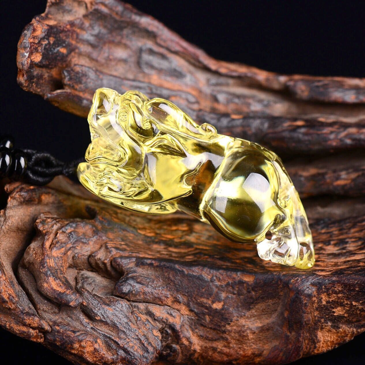 貔貅宫妃天然黄水晶吊坠一步登天招财财运男士项链项坠