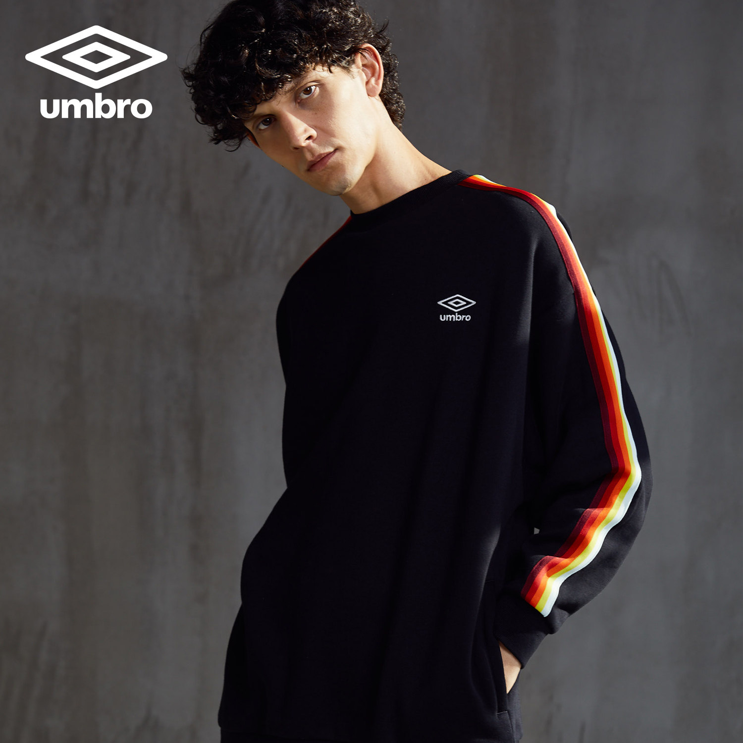 茵宝umbro男士套头加绒无帽卫衣ui184ap2429运动卫衣