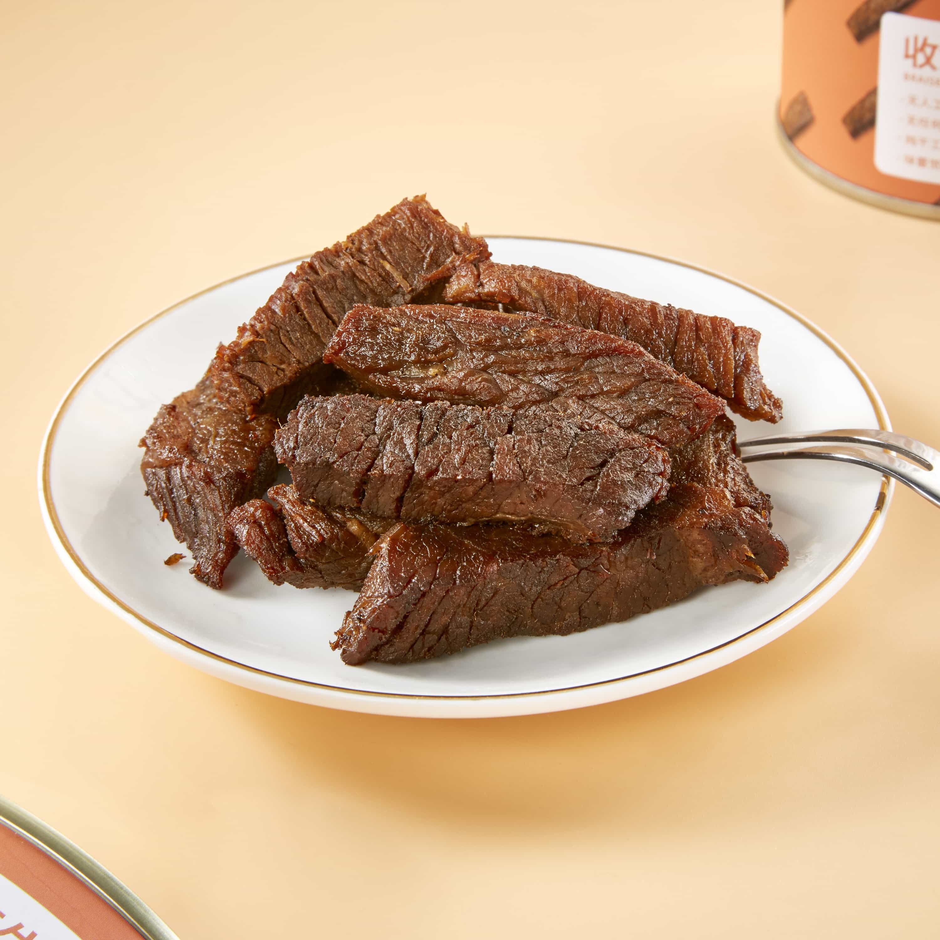 味蕾觉醒收汁卤牛肉即食健身炖干酱牛肉休闲零食熟牛肉罐头70g/罐