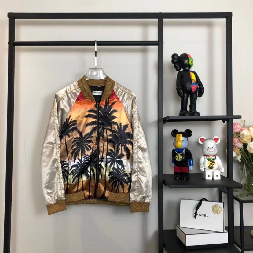 正确slp夏威夷椰树美式vintage夕阳16ss典高街棒球夹克