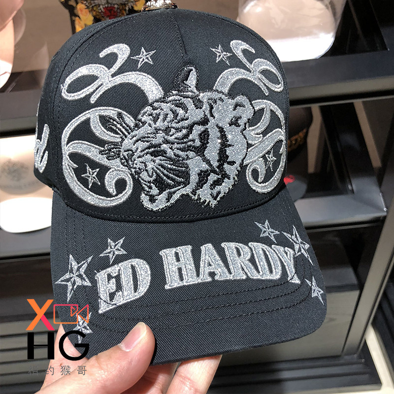 韩国潮牌edhardy实拍个性刺绣贴银时尚棒球帽男女帽子