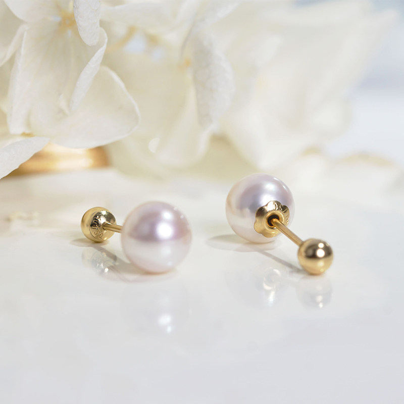 珍珠花蜜日本akoya海水18k金前后前后两戴小金耳饰