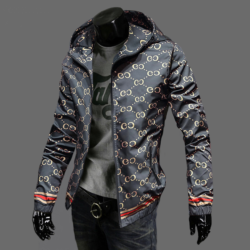 欧洲站2022春秋印花夹克男修身韩版潮流帅气外套男装休闲上衣潮牌