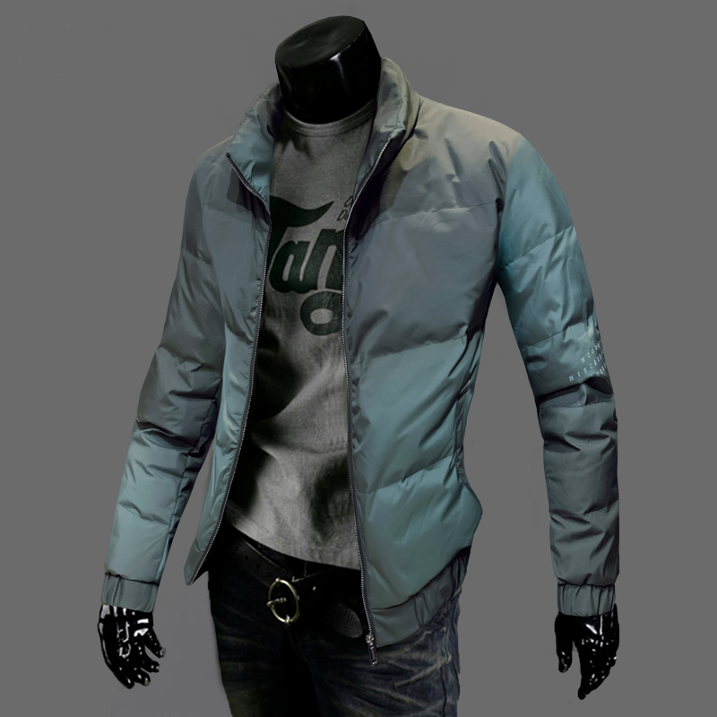 羽绒服男士2021年短款帅气潮牌加厚立领轻薄白鸭绒渐变色保暖外套