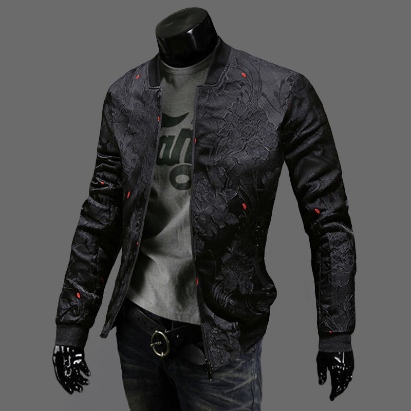 2022春秋季刺绣夹克男秋冬韩版潮流修身帅气百搭个性薄款外套潮牌