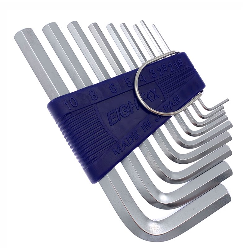 扳手日本eight百利短身六角公制制单套装平头内六角扳手