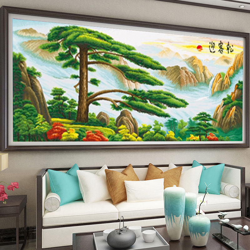 迎客松2022新款5d水晶晶钻石画满钻点粘钻贴钻十字绣套件