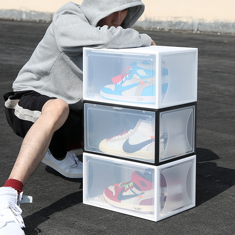 aj球鞋收纳透明鞋盒防氧化收纳盒鞋柜抽屉式鞋墙鞋塑料鞋子省空间