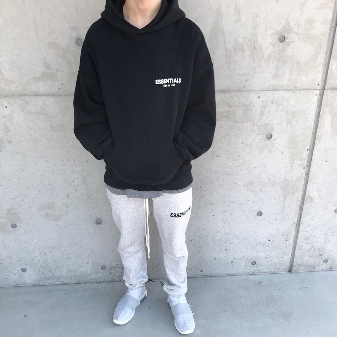 fear of god fog essential复线长裤字母印花束脚卫裤加绒ins高街