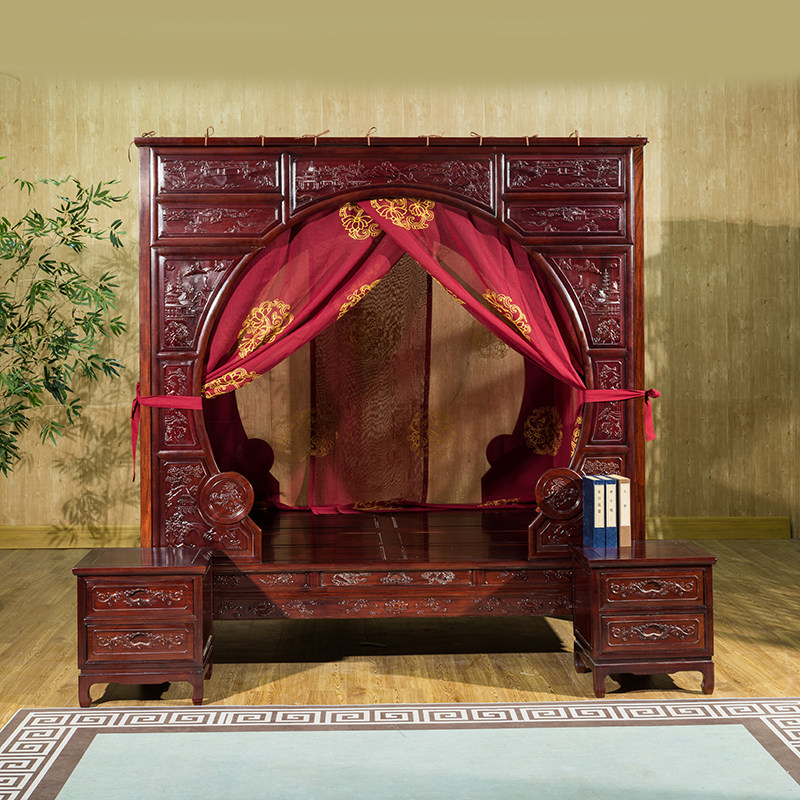 芸莎中式床幔仿古古典风格双月洞拔步架子四季床幔