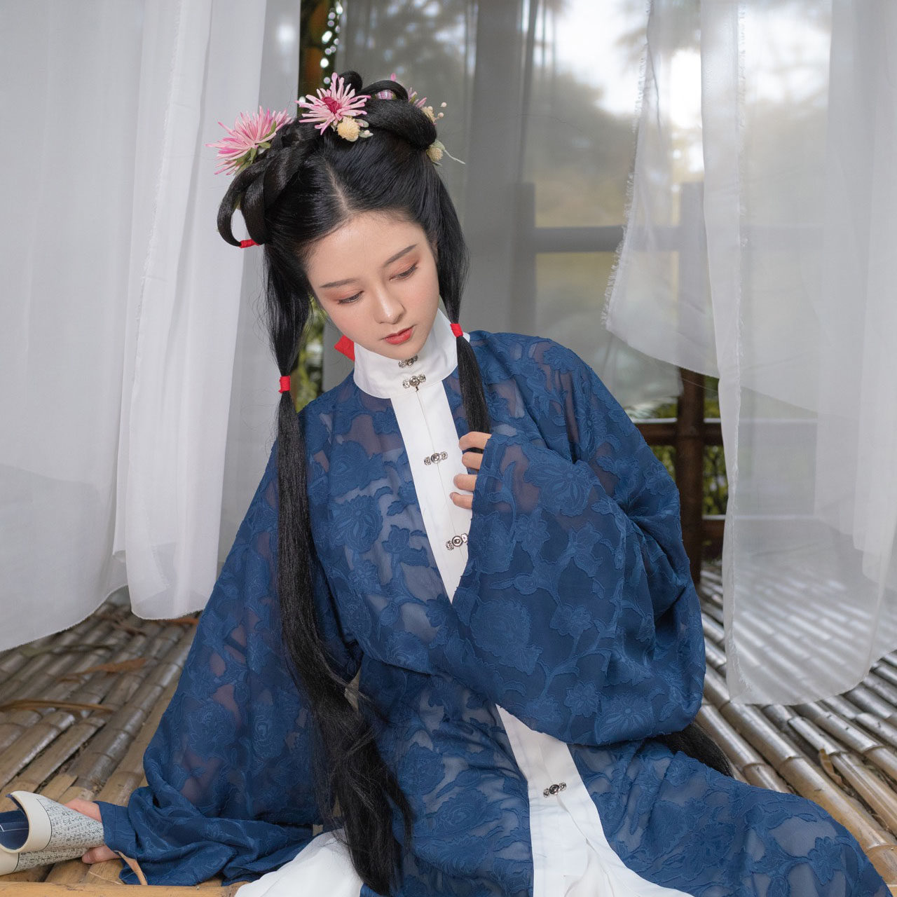 柒月公子原创设计传统汉服剪花直襟齐腰襦裙民族服装