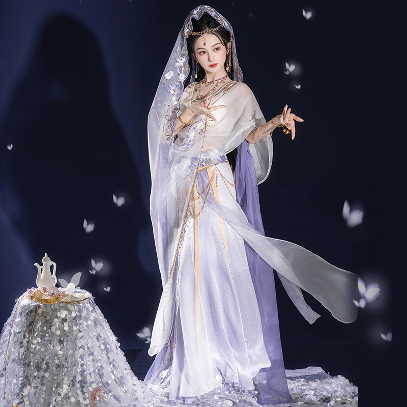 钟灵记兰鸢暮紫异域舞姬上衣下裙头纱披帛腰面纱汉服