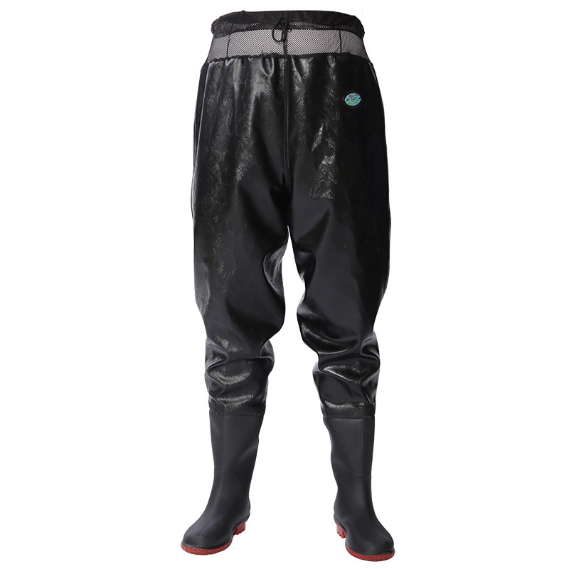 高腰加厚厚皮叉齐防水连体雨鞋半身水裤男透气雨鞋