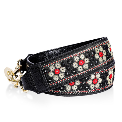 宽带牛皮刺绣替换单肩斜真皮背包女包配件带子包包手袋肩带包带