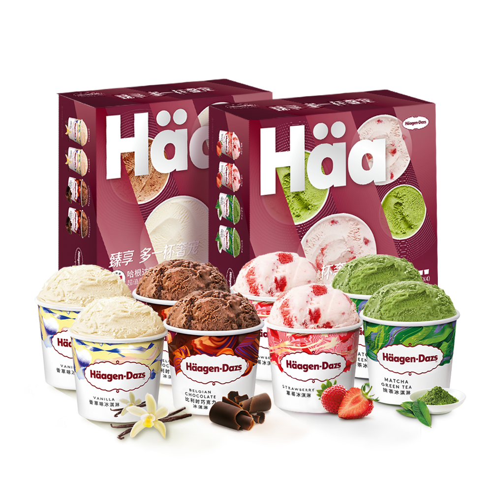 哈根达斯冰淇淋8杯组合装经典4口味主图