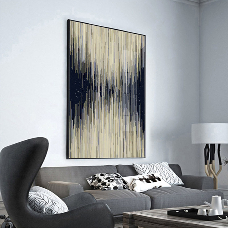客厅北欧竖条金装装饰画个性现代简约壁画玄关背景墙现代装饰画