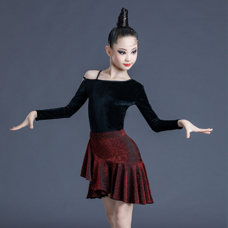拉丁舞儿童练功秋冬专业比赛表演舞蹈演出演出服儿童演出服