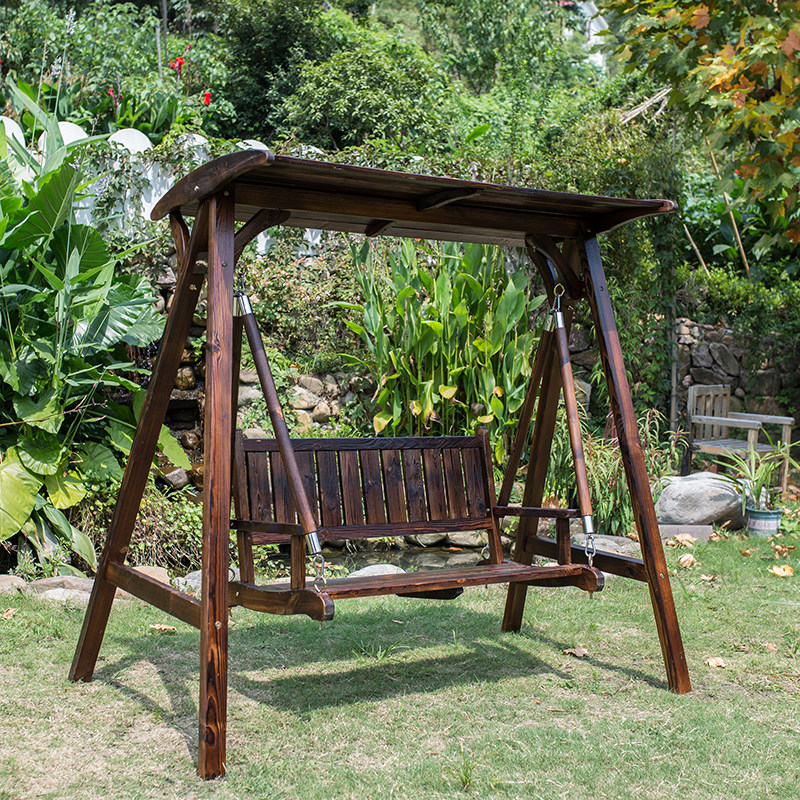 秋千户外实木双人摇椅成人防腐庭院休闲椅儿童户外秋千