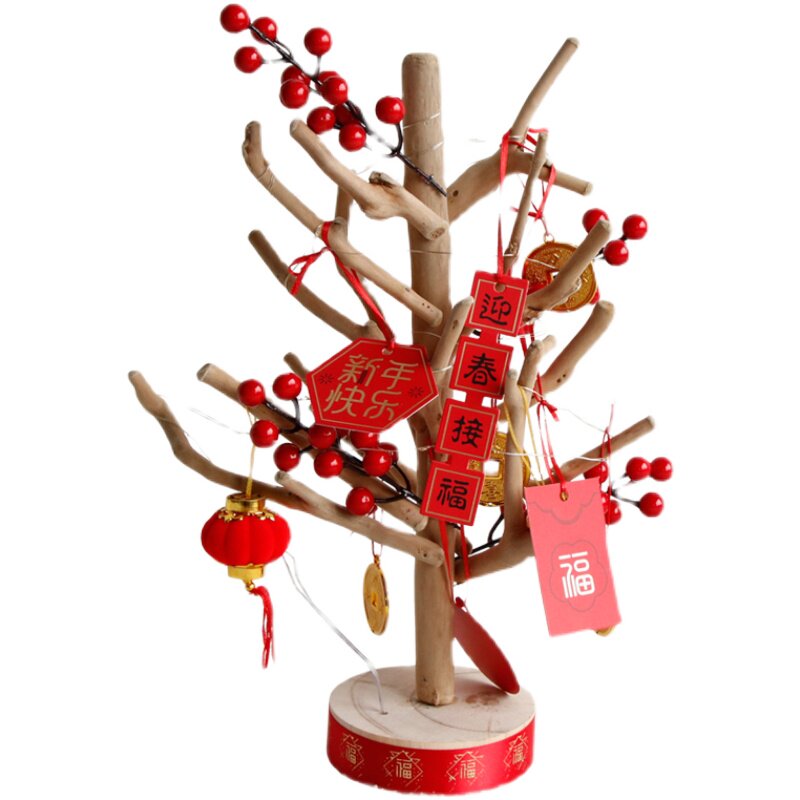 木质发财树创意摆件招财树手工摇钱树室内店铺桌面摆件